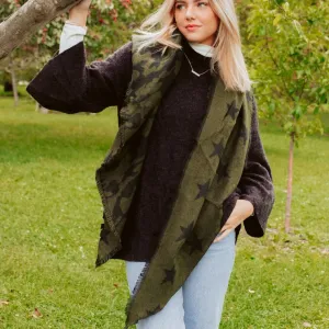 Reversible Camo Stars Wrap - Olive