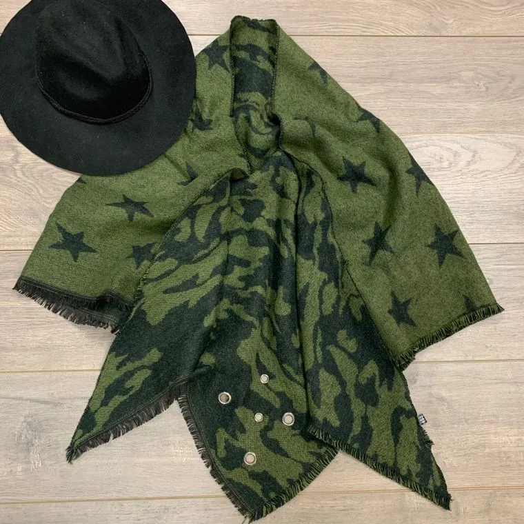 Reversible Camo Stars Wrap - Olive