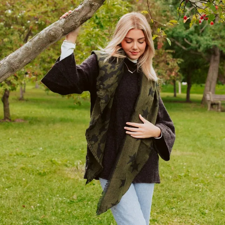 Reversible Camo Stars Wrap - Olive