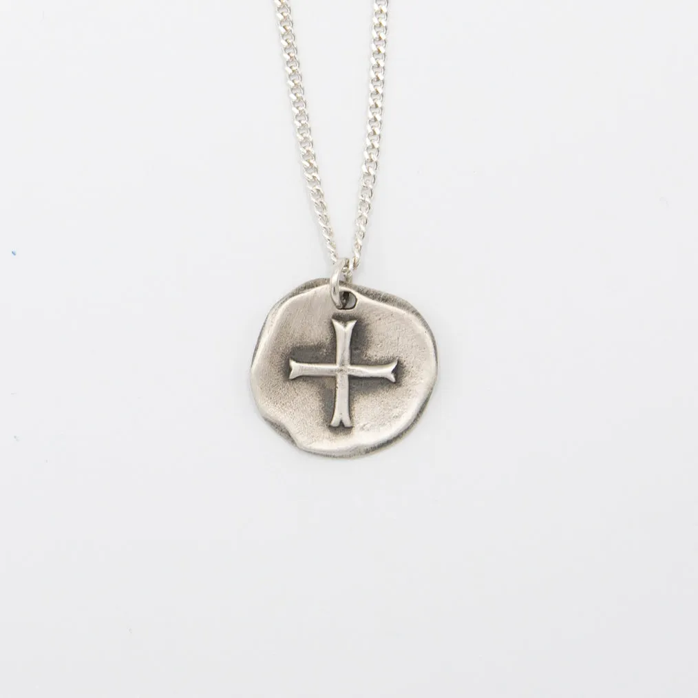 Roman Cross Coin Necklace (Sterling Silver)