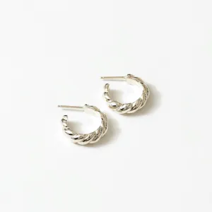 Sadie Vintage Twist Hoops (Silver)