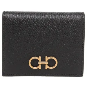 Salvatore Ferragamo wallet Bi-fold wallet Gancio Compact wallet Black Ladies