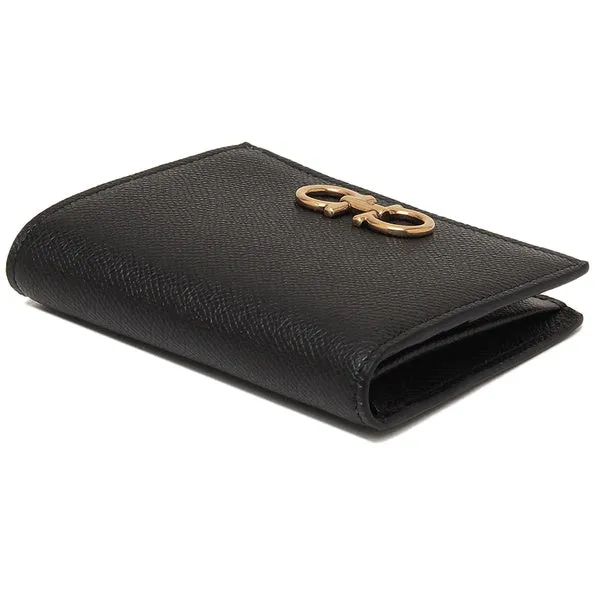 Salvatore Ferragamo wallet Bi-fold wallet Gancio Compact wallet Black Ladies