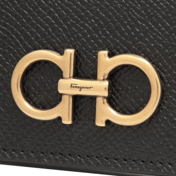 Salvatore Ferragamo wallet Bi-fold wallet Gancio Compact wallet Black Ladies