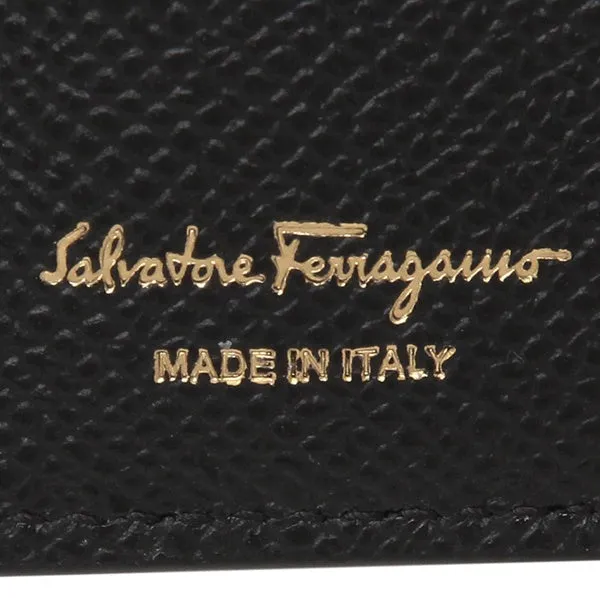 Salvatore Ferragamo wallet Bi-fold wallet Gancio Compact wallet Black Ladies