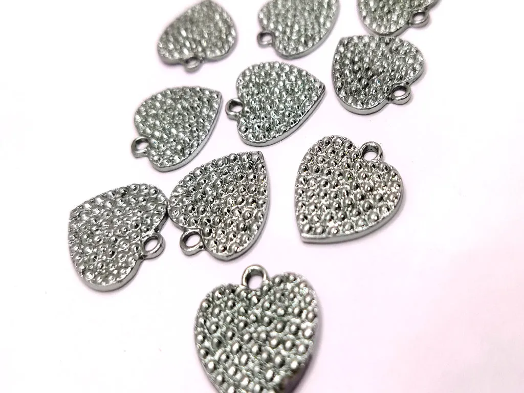 Silver Heart Metallic Jewelry Charms