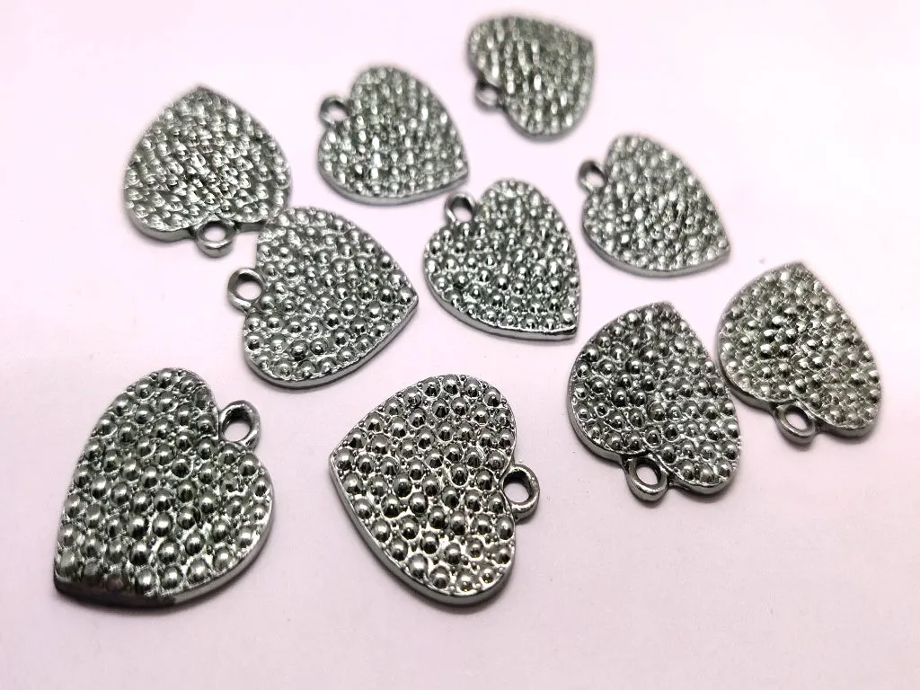 Silver Heart Metallic Jewelry Charms