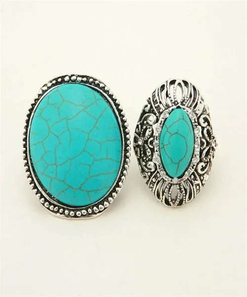 SILVER TURQUOISE ADJUSTABLE RING
