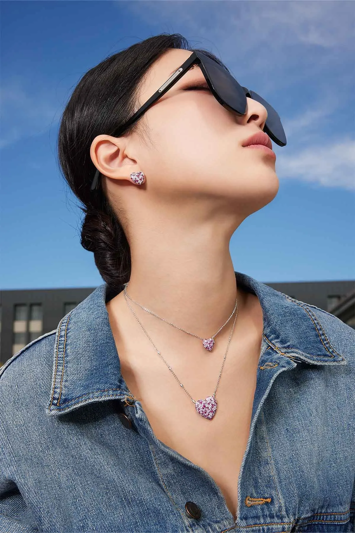 Small Fuchsia Heart Adjustable Necklace