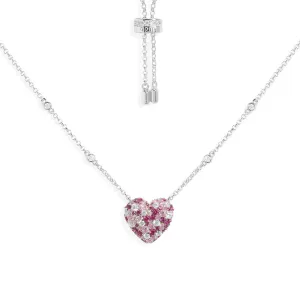Small Fuchsia Heart Adjustable Necklace