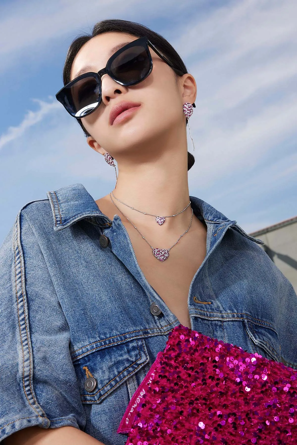 Small Fuchsia Heart Adjustable Necklace