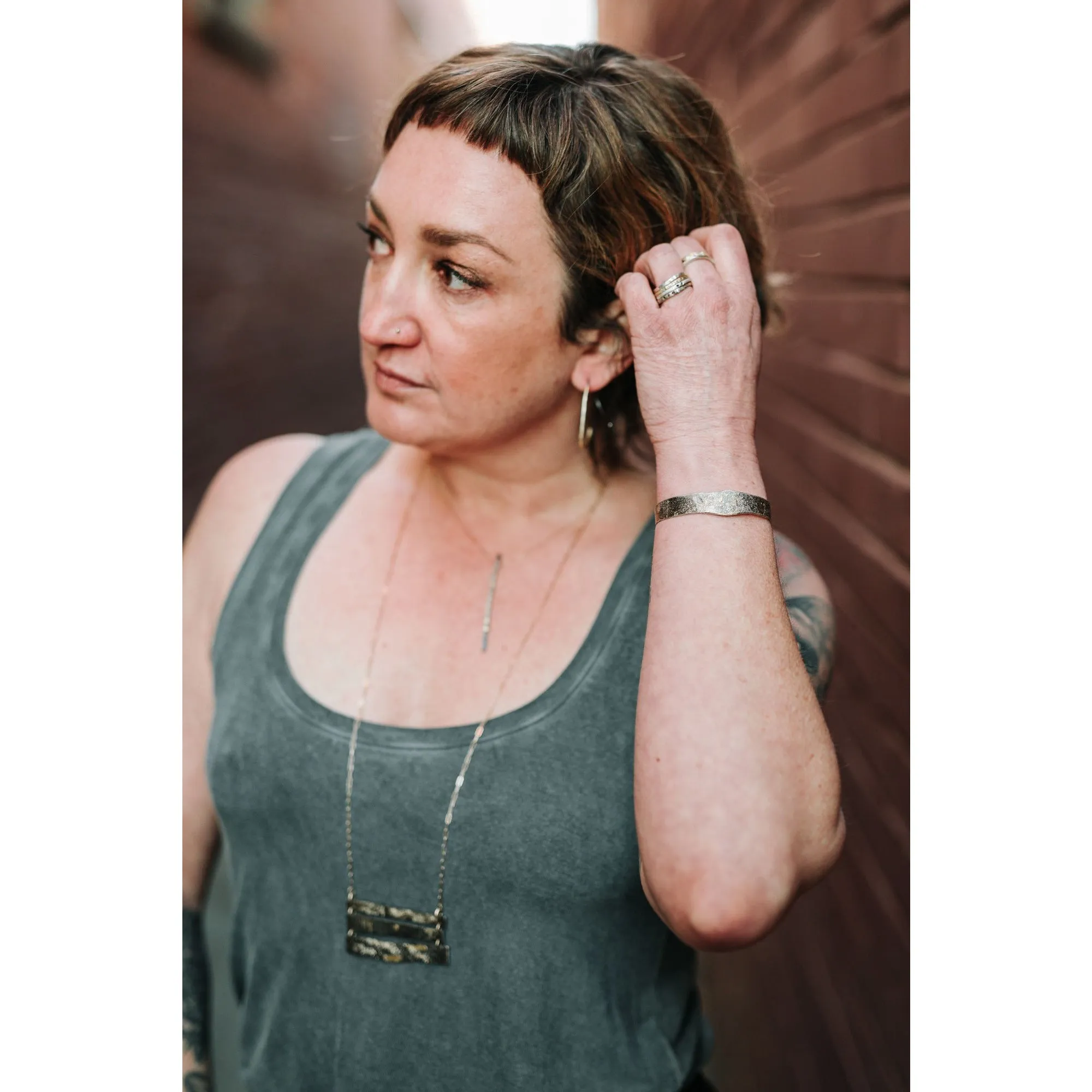 The Jane Stack Rings - 18k Gold, Oxidized Silver   Diamonds