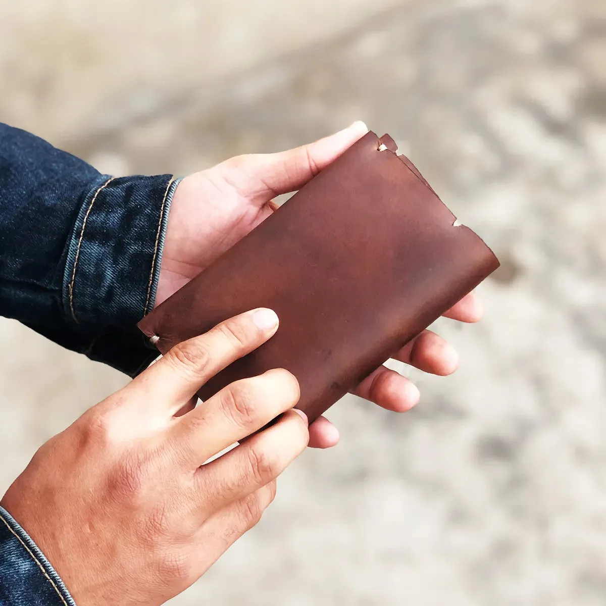 The Nova: A Semi-Stitched Leather Wallet - Brown Color