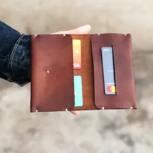 The Nova: A Semi-Stitched Leather Wallet - Brown Color