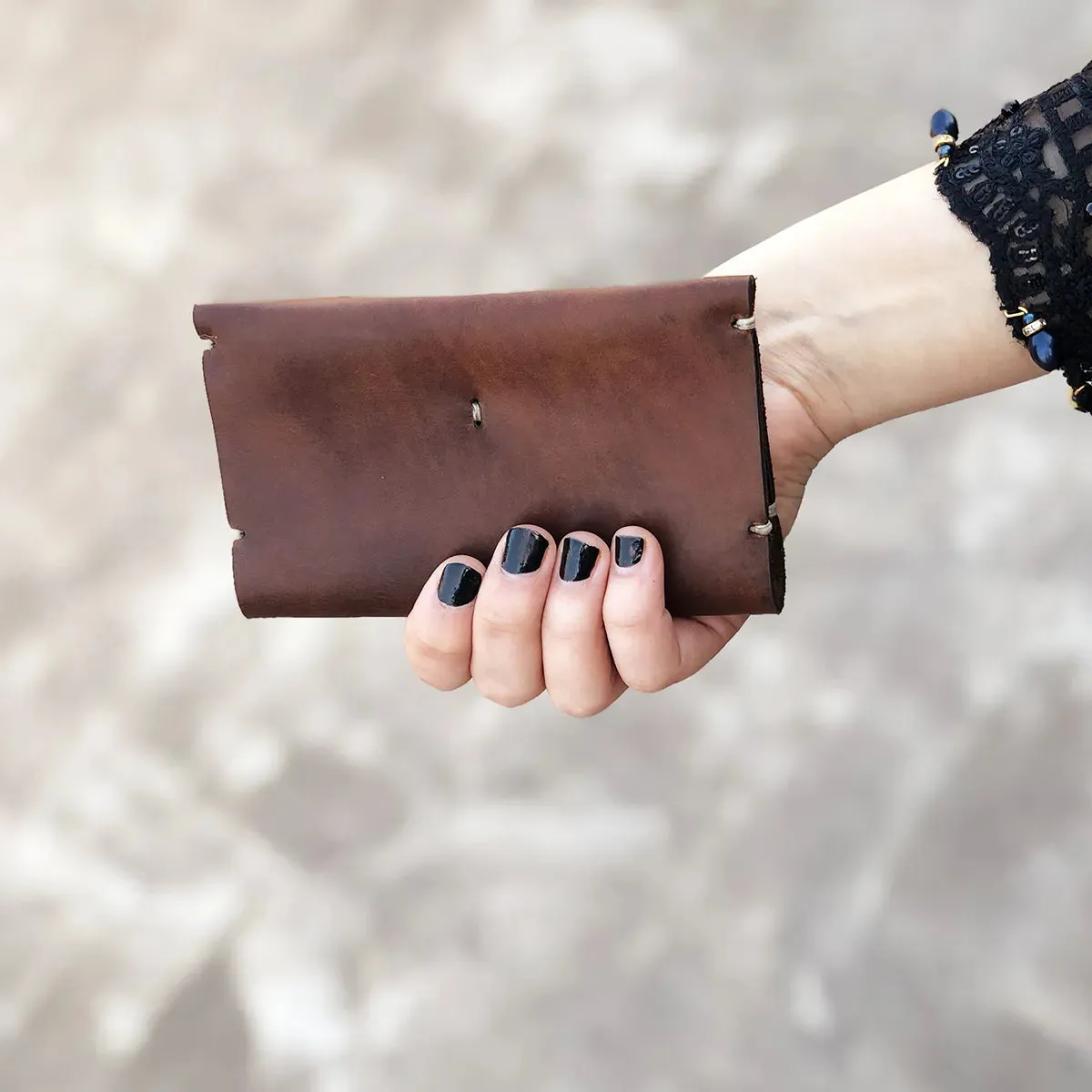 The Nova: A Semi-Stitched Leather Wallet - Brown Color