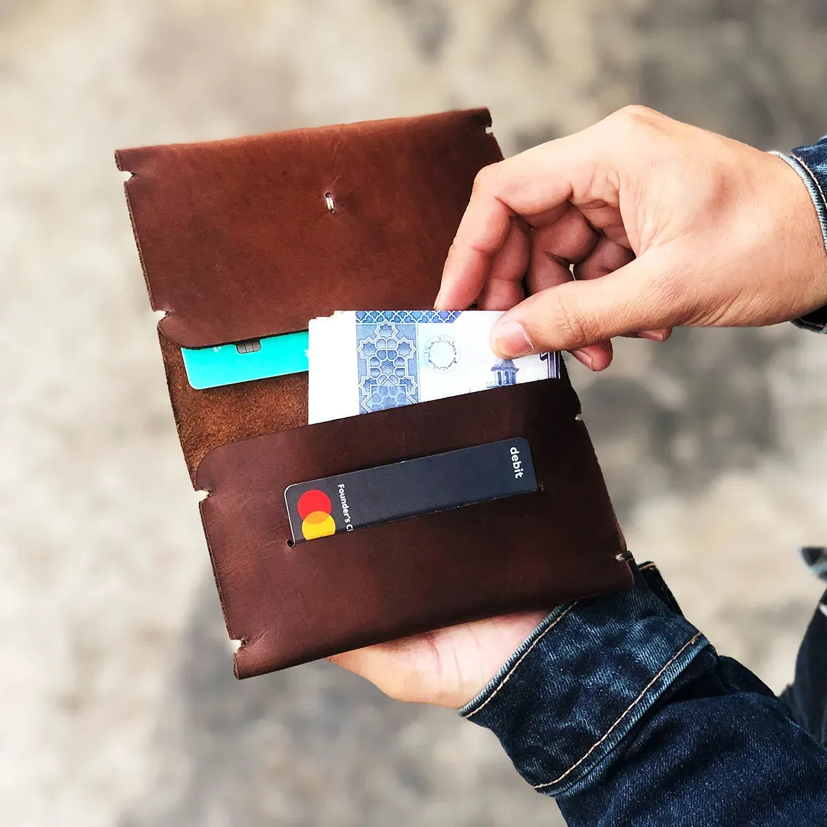 The Nova: A Semi-Stitched Leather Wallet - Brown Color