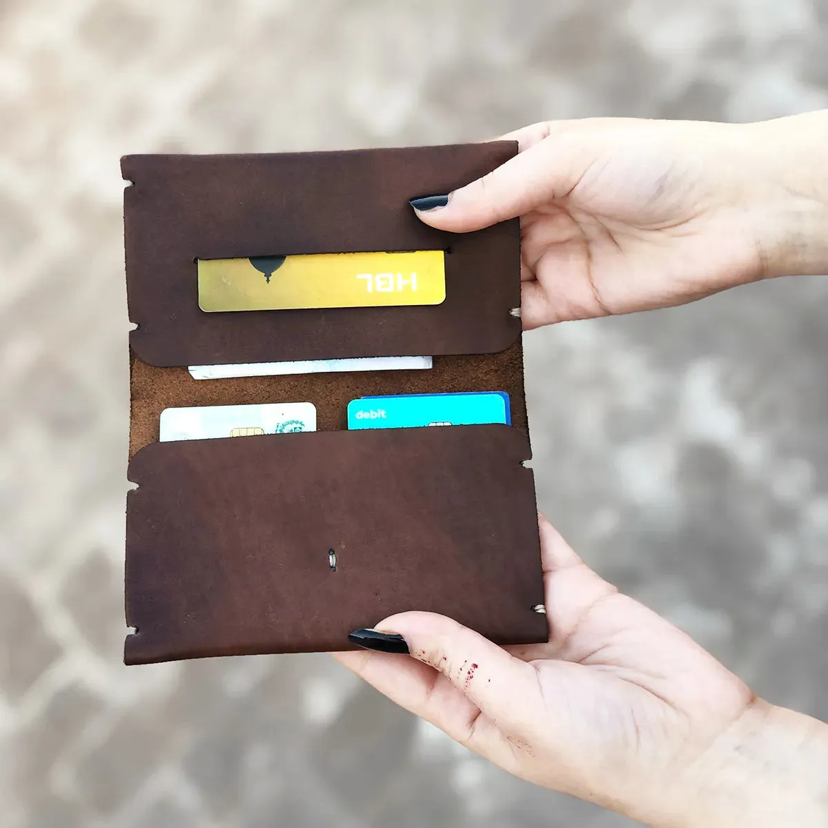 The Nova: A Semi-Stitched Leather Wallet - Brown Color