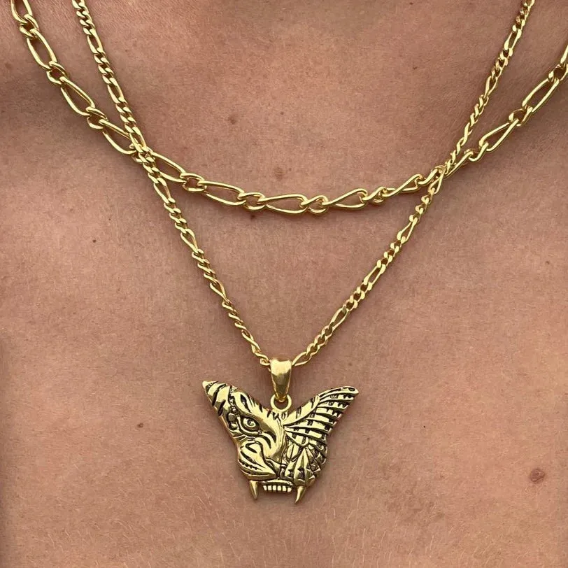Tiger butterfly pendant in gold