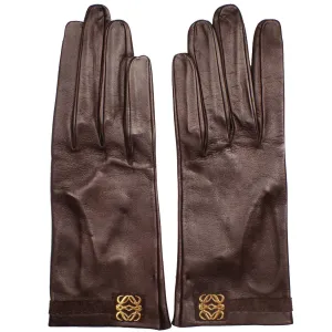 Vintage Loewe 1846 Brown Leather Gloves Unused Ladies Size 7.5 Spanish