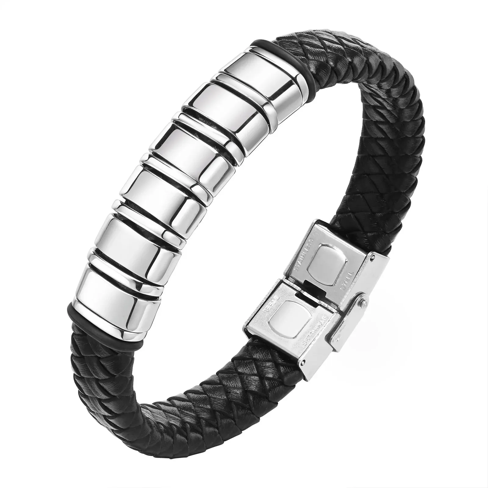 Vnox Custom Leather Bracelets for Men,Personalized 2-6 Names Braid Rope Chain Wristband with Family Names Gifts for Dad Father
