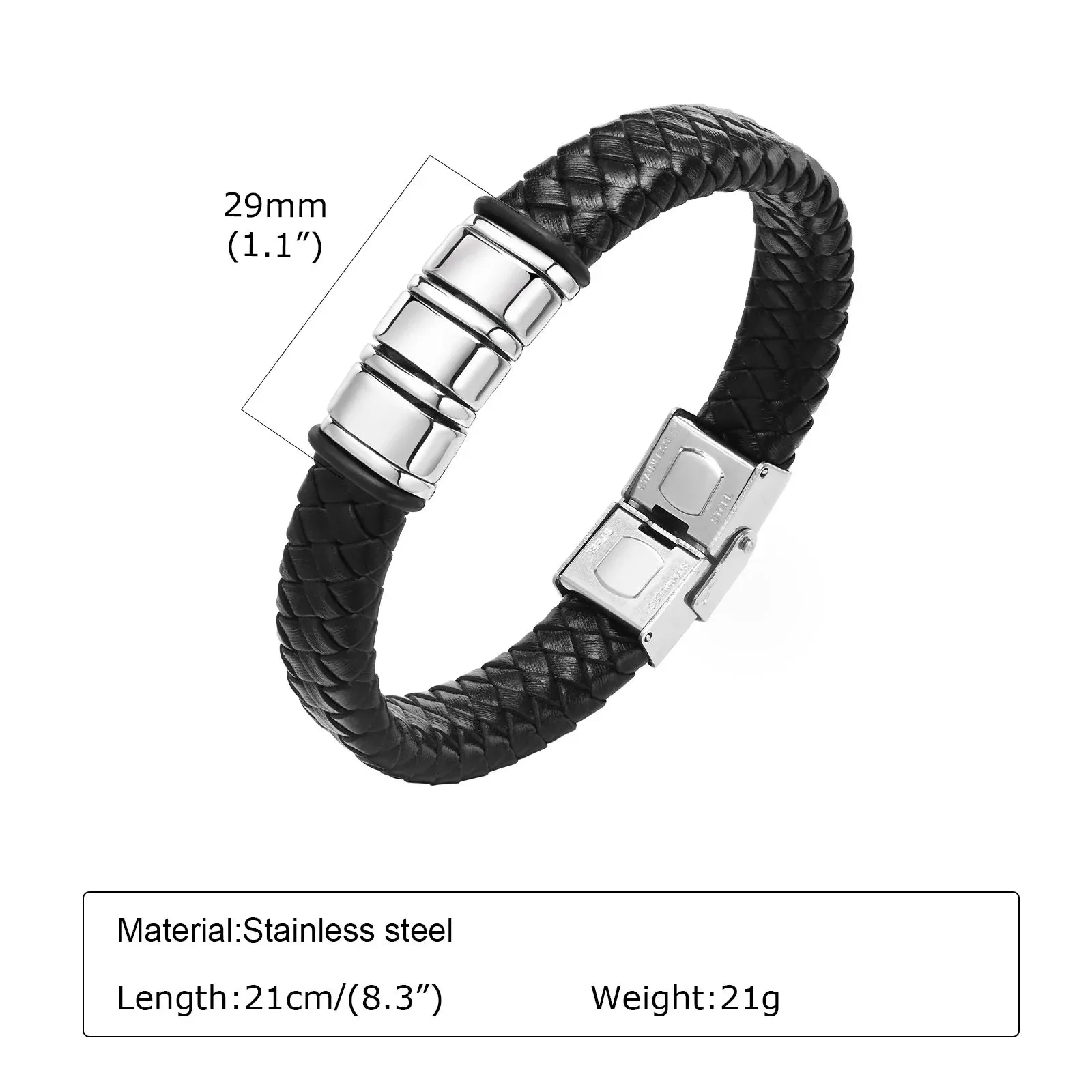 Vnox Custom Leather Bracelets for Men,Personalized 2-6 Names Braid Rope Chain Wristband with Family Names Gifts for Dad Father