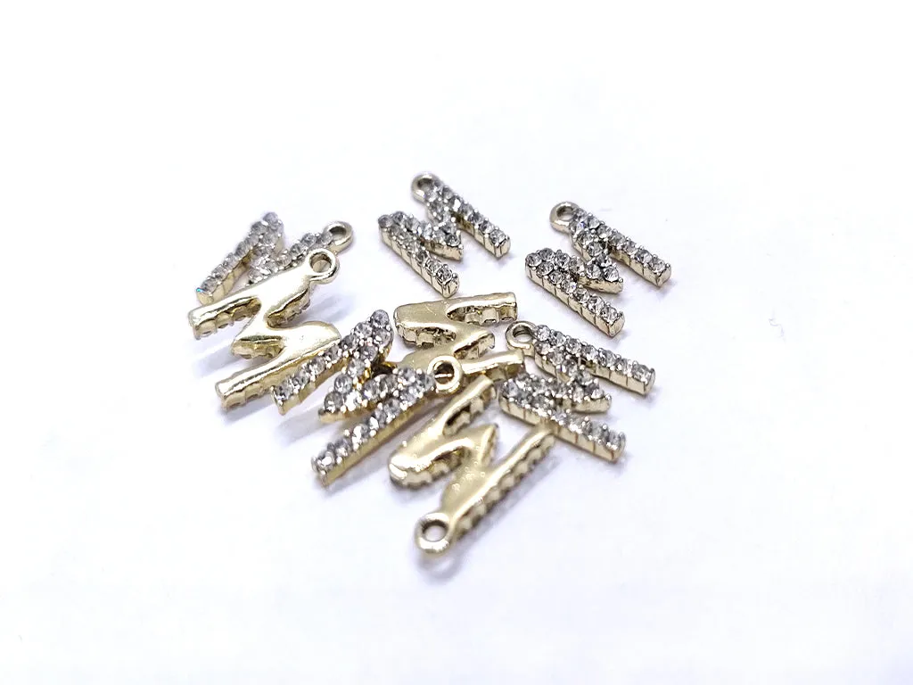 White 'M' Stone Studded Metallic Charms