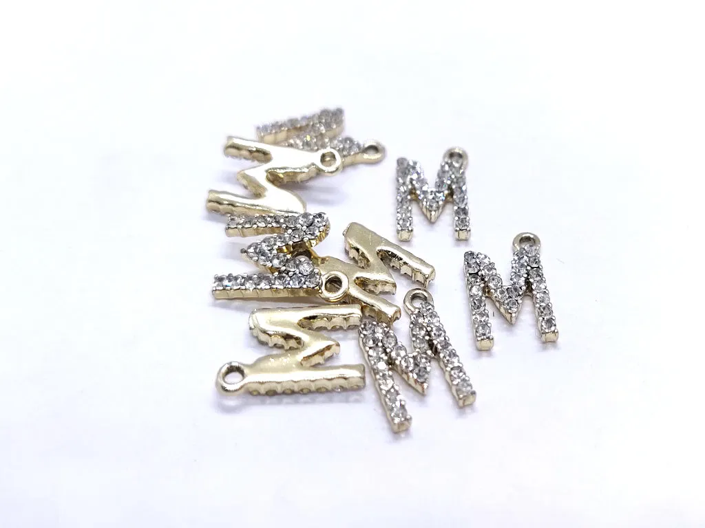 White 'M' Stone Studded Metallic Charms
