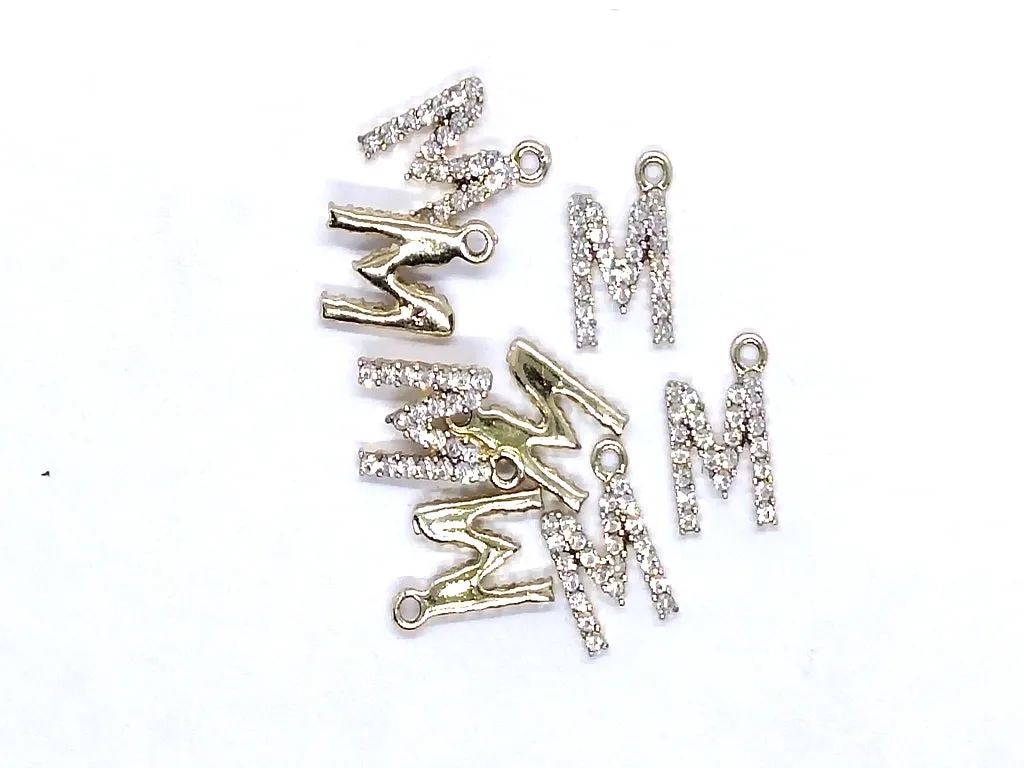 White 'M' Stone Studded Metallic Charms