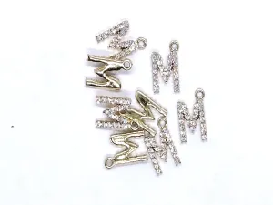 White 'M' Stone Studded Metallic Charms
