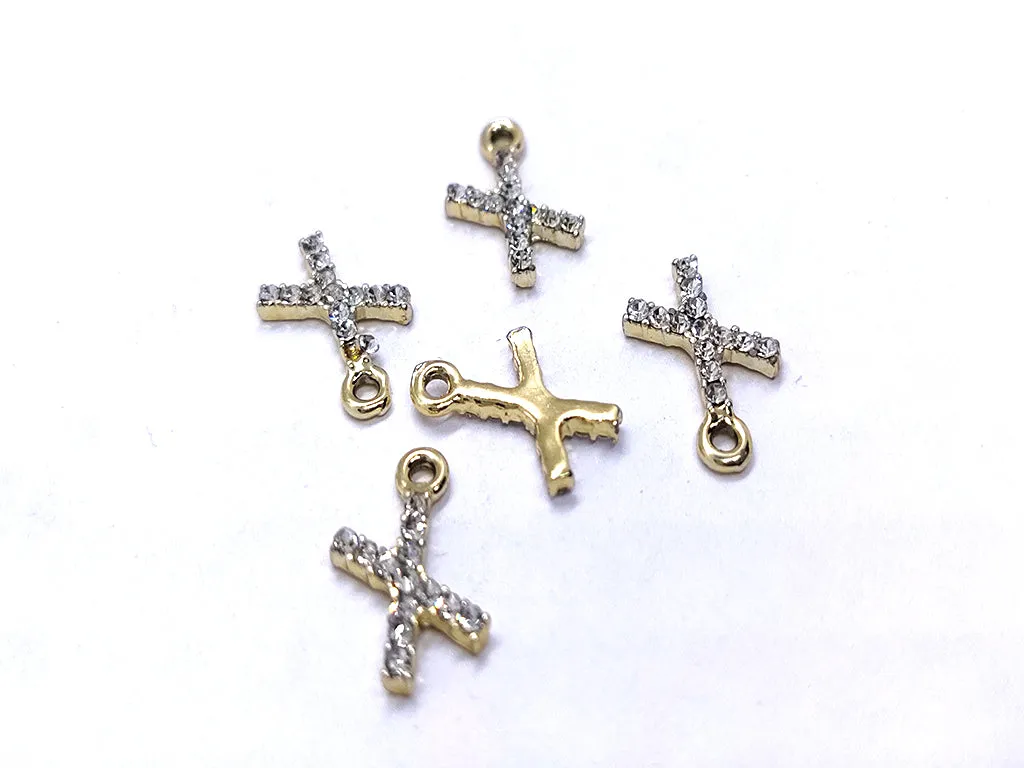 White 'X' Stone Studded Metallic Charms