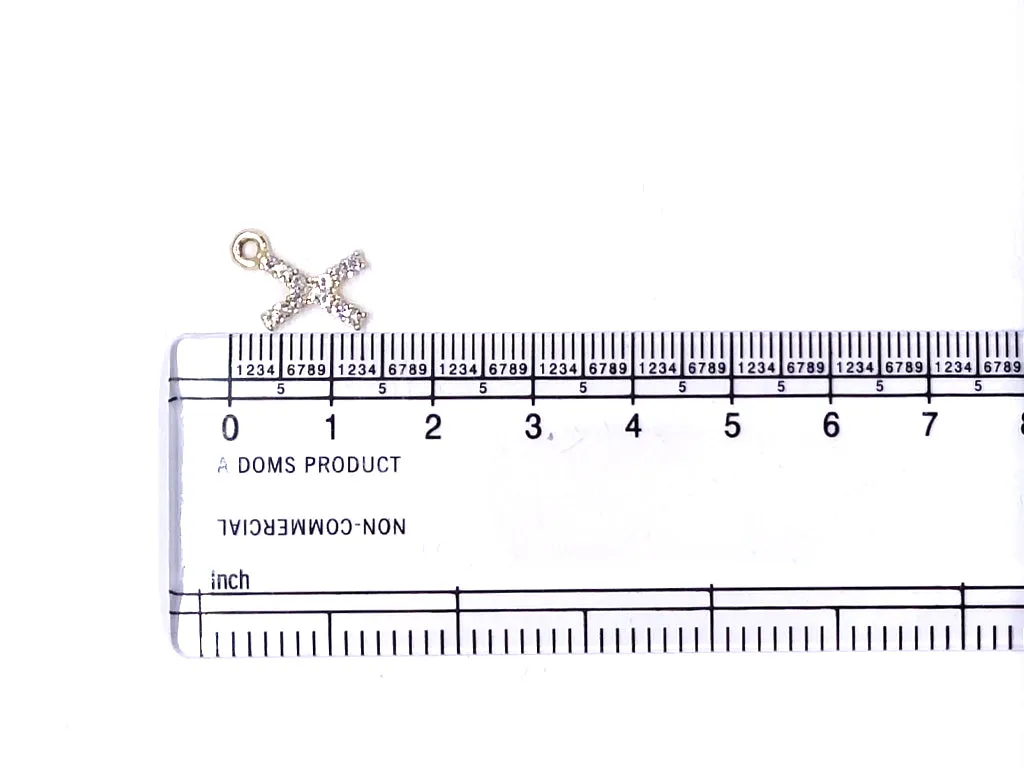 White 'X' Stone Studded Metallic Charms