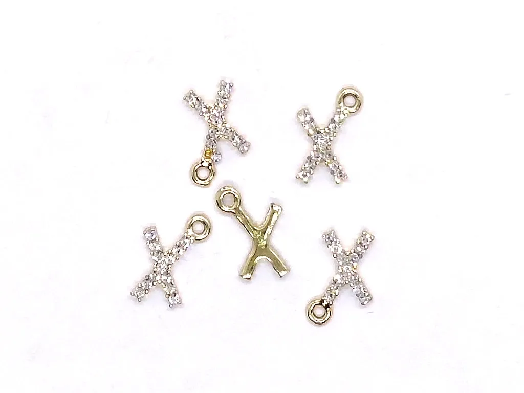 White 'X' Stone Studded Metallic Charms
