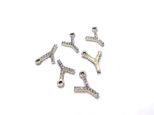 White 'Y' Stone Studded Metallic Charms