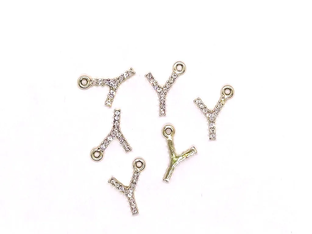 White 'Y' Stone Studded Metallic Charms