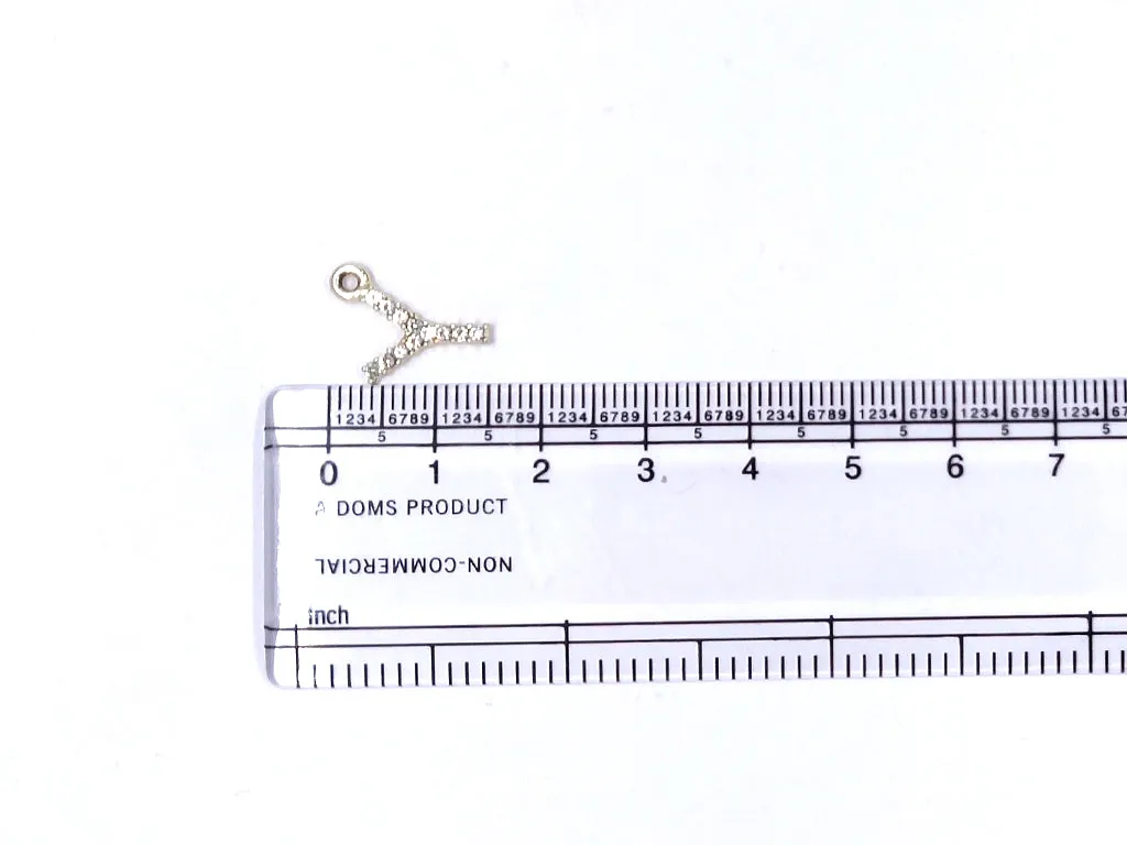 White 'Y' Stone Studded Metallic Charms