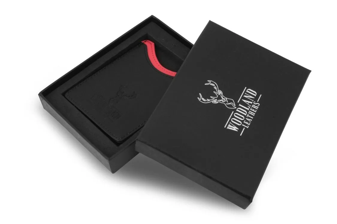 Woodland Leathers RFID Black & Red Card Wallet