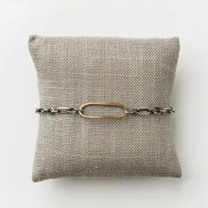 Yellow Bronze Oval Bracelet on Alternating Cable Chain